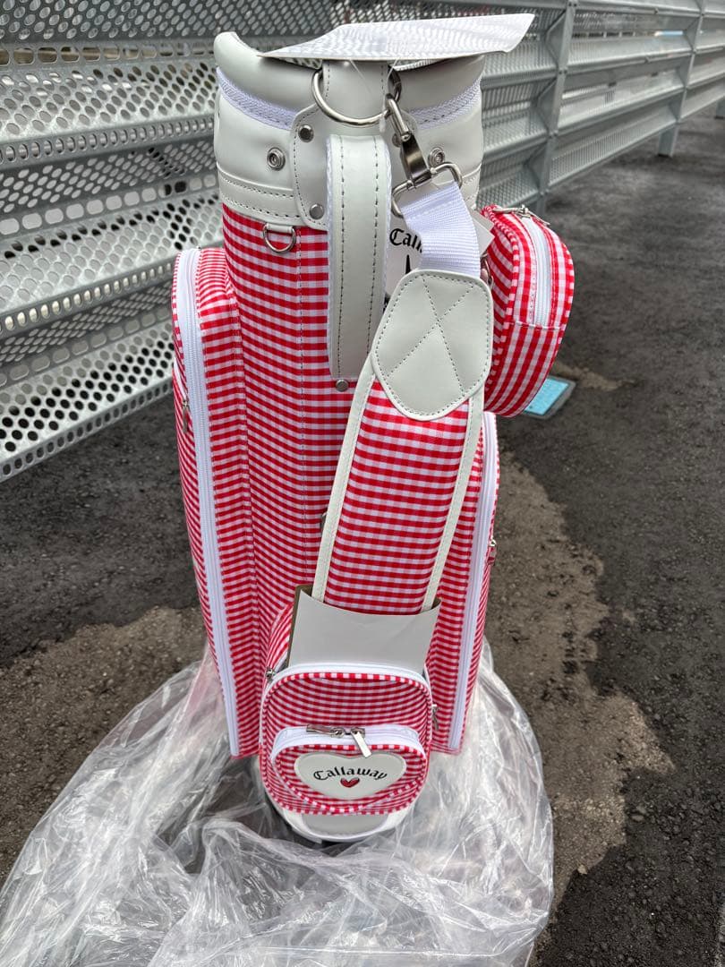 Callaway キャディバッグ レディース 赤と白のチェック柄