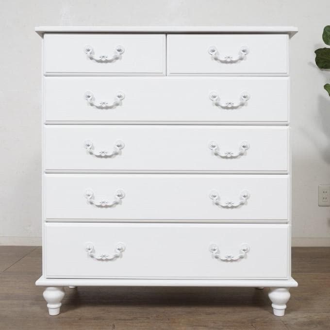 わすれなぐさ　白家具　ヨーロピアン調　チェスト　5段7杯　幅80ｃｍ