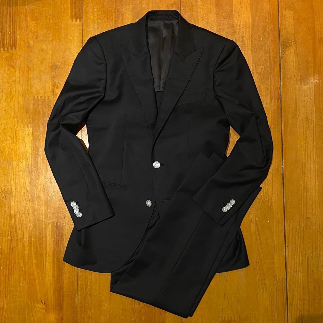 極美品 伊REDA社生地 ミカドパリス フルオーダースーツ 本切羽 黒 ブラック