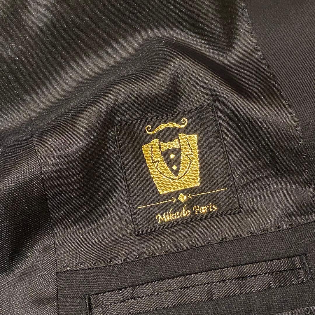 極美品 伊REDA社生地 ミカドパリス フルオーダースーツ 本切羽 黒 ブラック