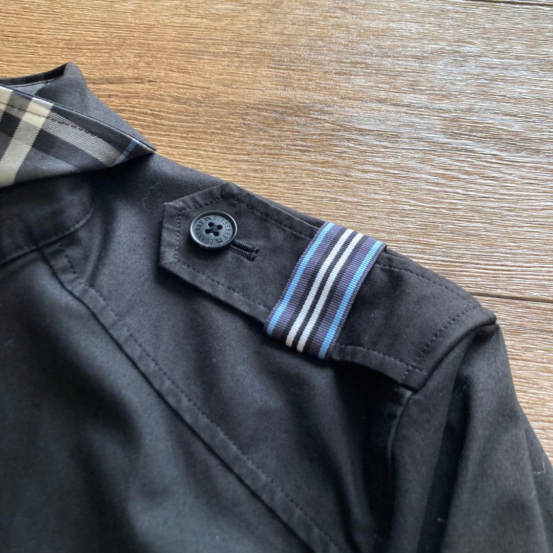 バーバリーブラックレーベル ミリタリージャケット ノバチェック 黒 M