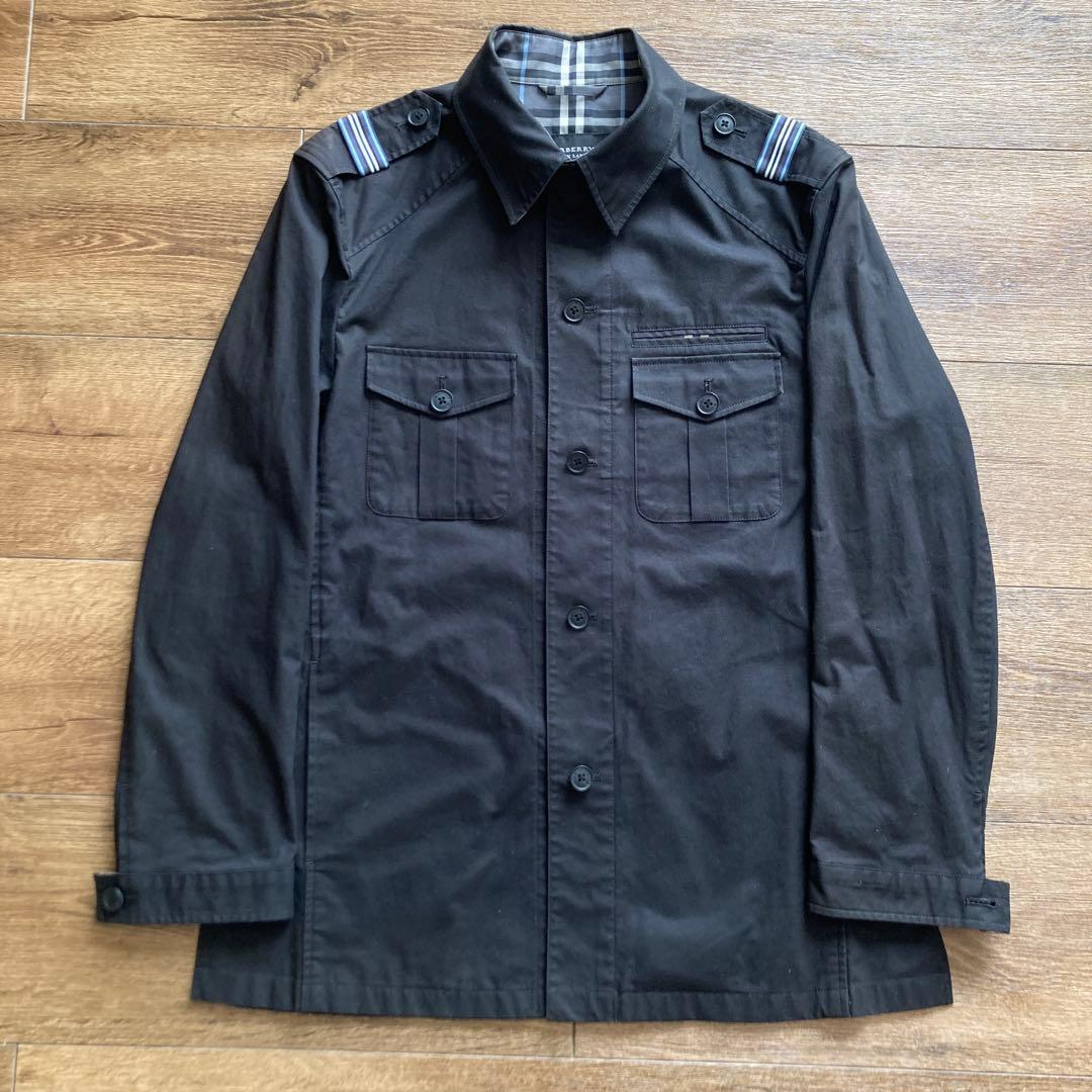 バーバリーブラックレーベル ミリタリージャケット ノバチェック 黒 M