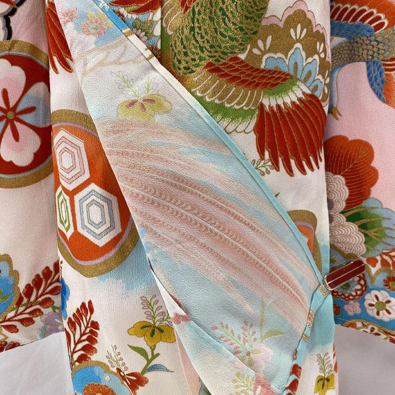 ◎504ag33◎七五三 七歳 女児 単衣 セミアンティーク 着物&丸帯◎美品