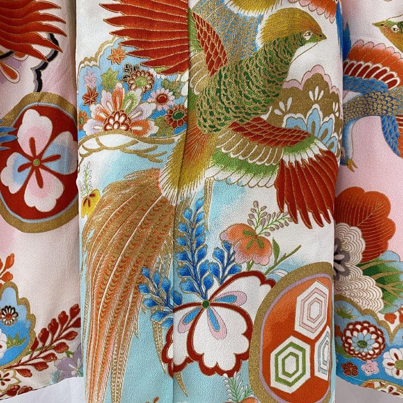 ◎504ag33◎七五三 七歳 女児 単衣 セミアンティーク 着物&丸帯◎美品