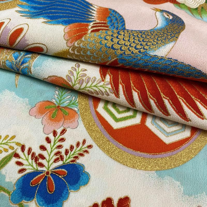 ◎504ag33◎七五三 七歳 女児 単衣 セミアンティーク 着物&丸帯◎美品