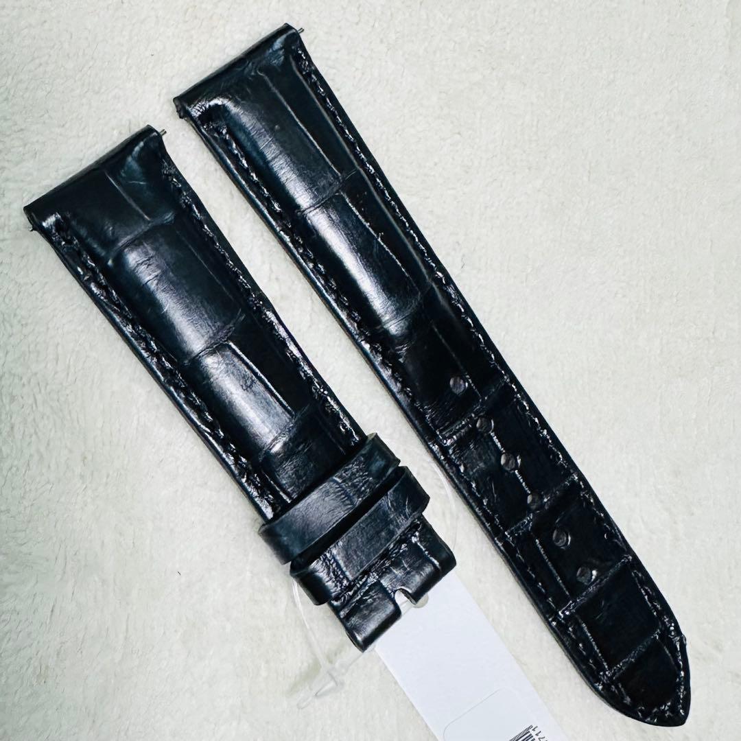 7004#21mm-18mmブラック★本物クロコダイルレザーベルト★スイス製