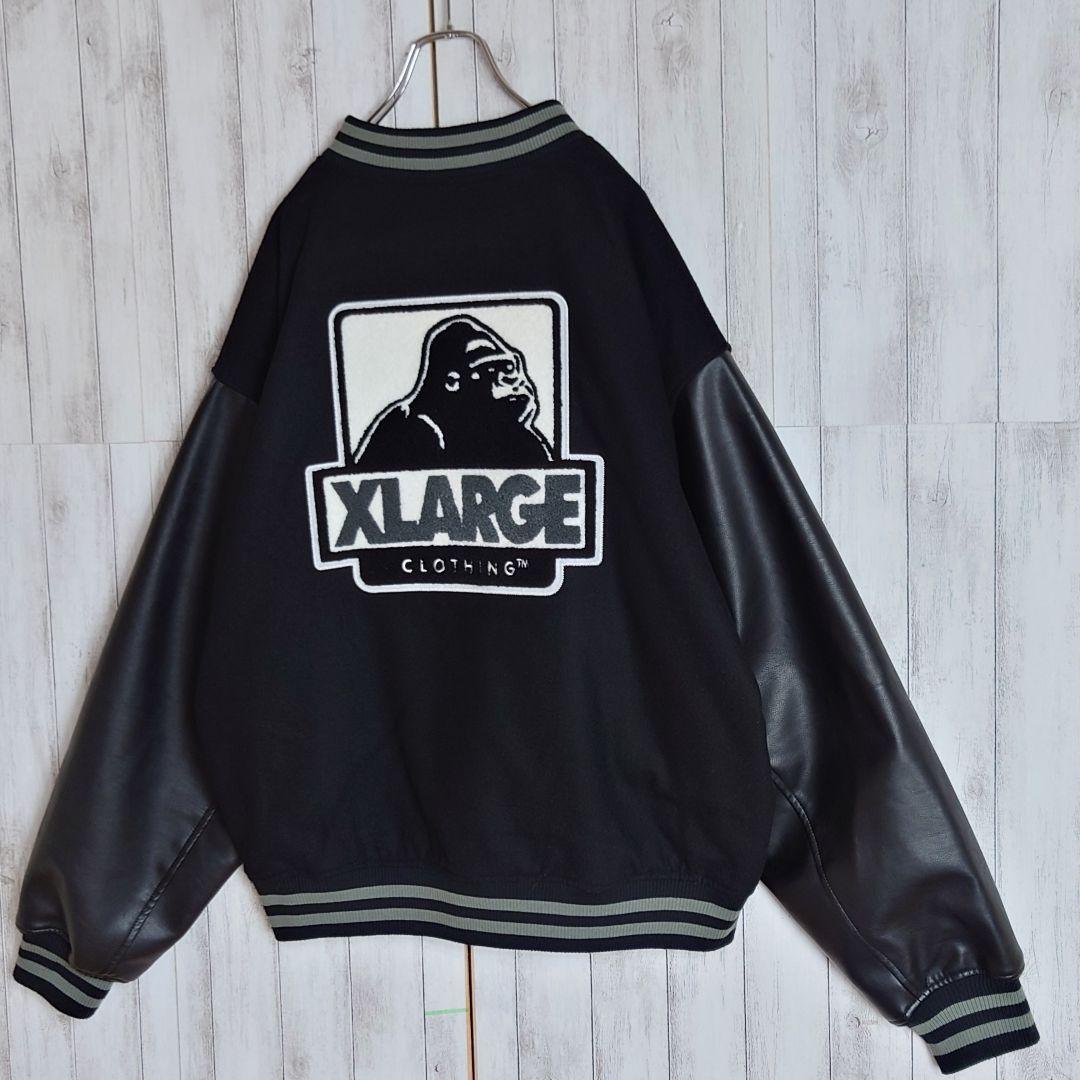 【即完売モデル】エクストララージ☆袖切り替えパイルロゴ中綿入りウールスタジャン