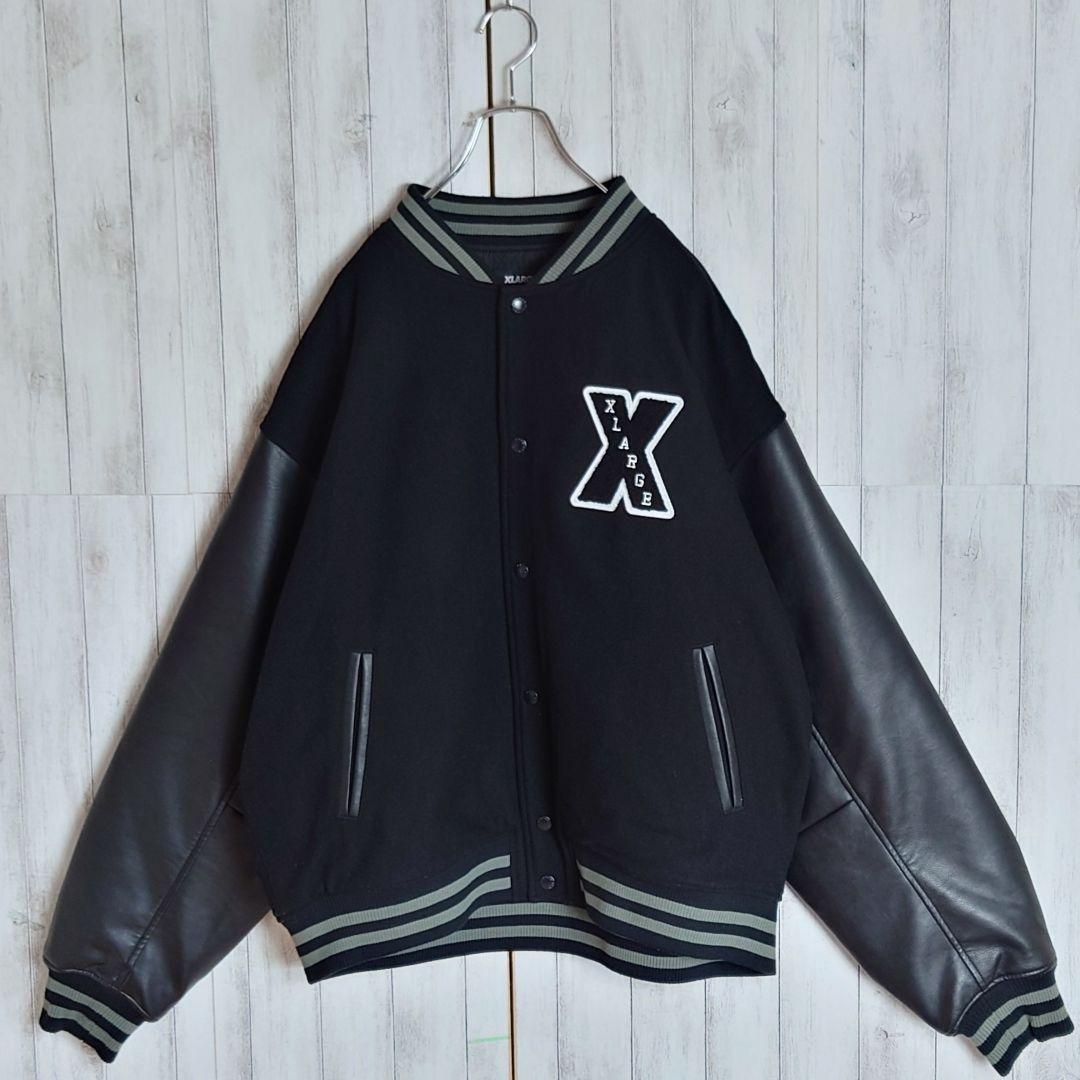 【即完売モデル】エクストララージ☆袖切り替えパイルロゴ中綿入りウールスタジャン