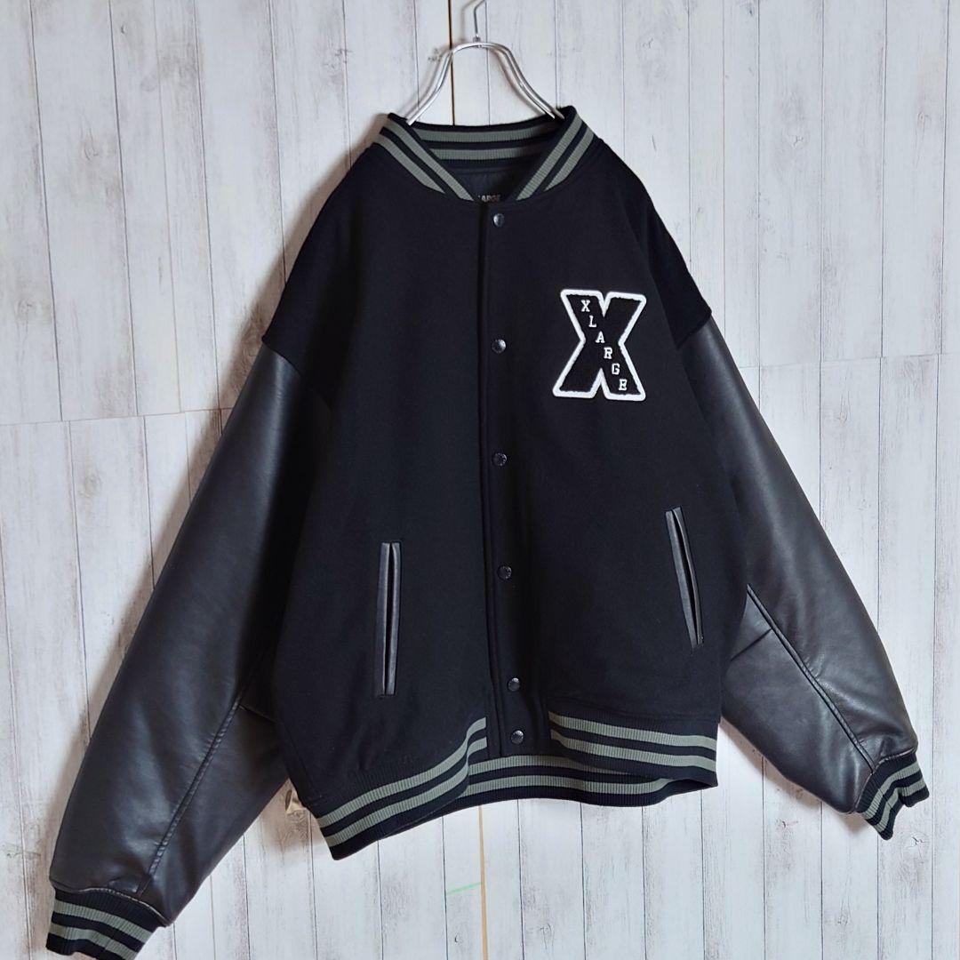 【即完売モデル】エクストララージ☆袖切り替えパイルロゴ中綿入りウールスタジャン