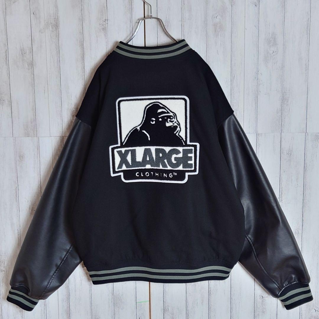 【即完売モデル】エクストララージ☆袖切り替えパイルロゴ中綿入りウールスタジャン