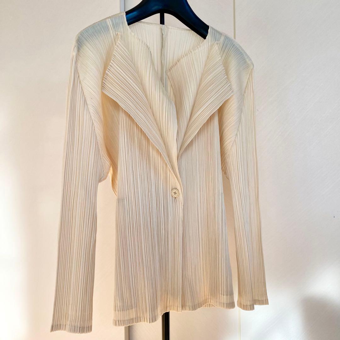 PLEATS PLEASE 一粒ボタン　テーラードジャケット　カーディガン