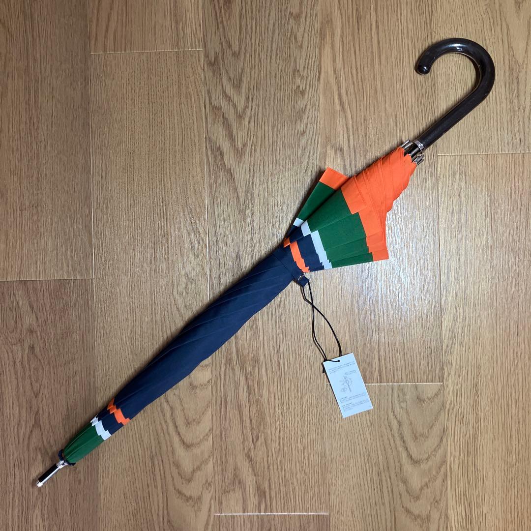 【未使用品】ポロラルフローレン ボーダー 長傘 ジャンプ式 耐風傘 ネイビー
