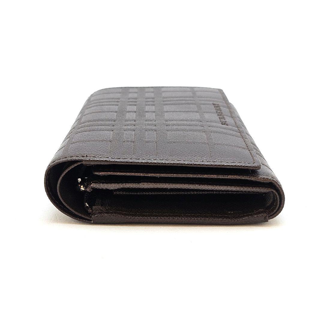 新品 バーバリー 折り財布 エンボスノバチェック ダークブラウン L字ファスナー