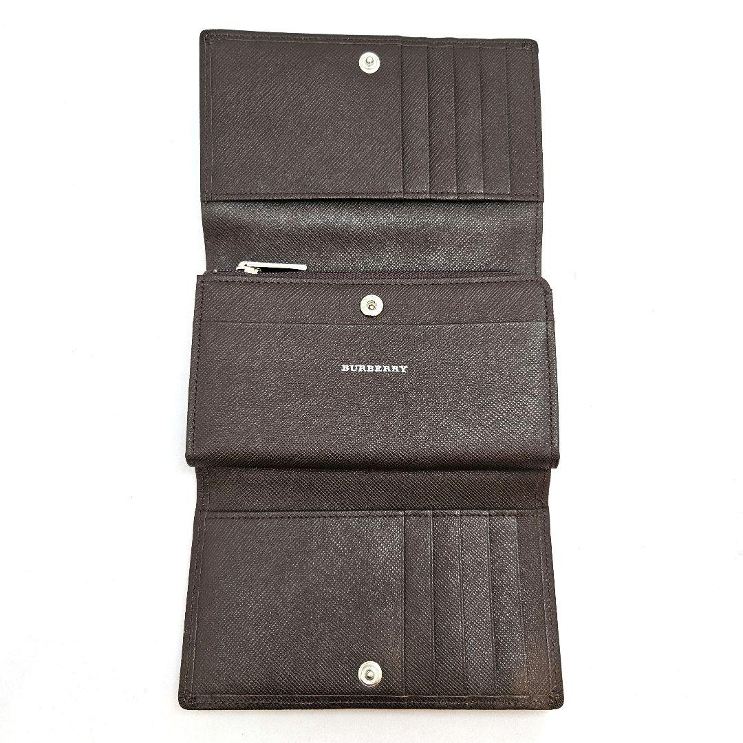 新品 バーバリー 折り財布 エンボスノバチェック ダークブラウン L字ファスナー