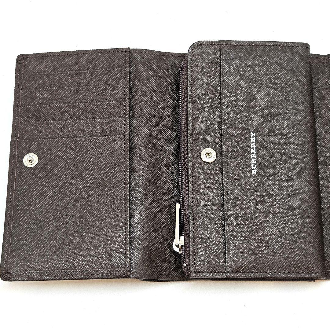 新品 バーバリー 折り財布 エンボスノバチェック ダークブラウン L字ファスナー