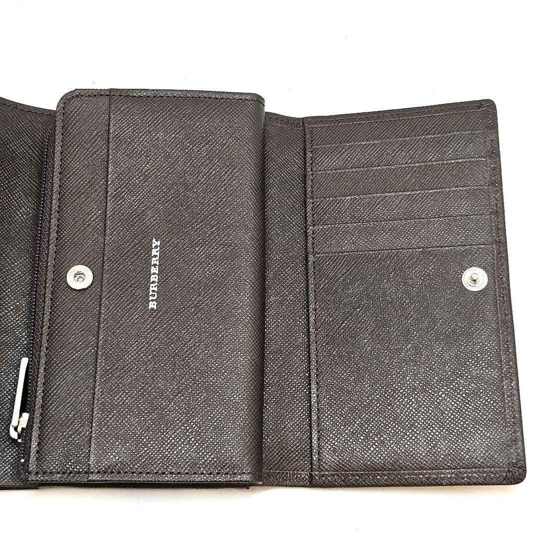 新品 バーバリー 折り財布 エンボスノバチェック ダークブラウン L字ファスナー