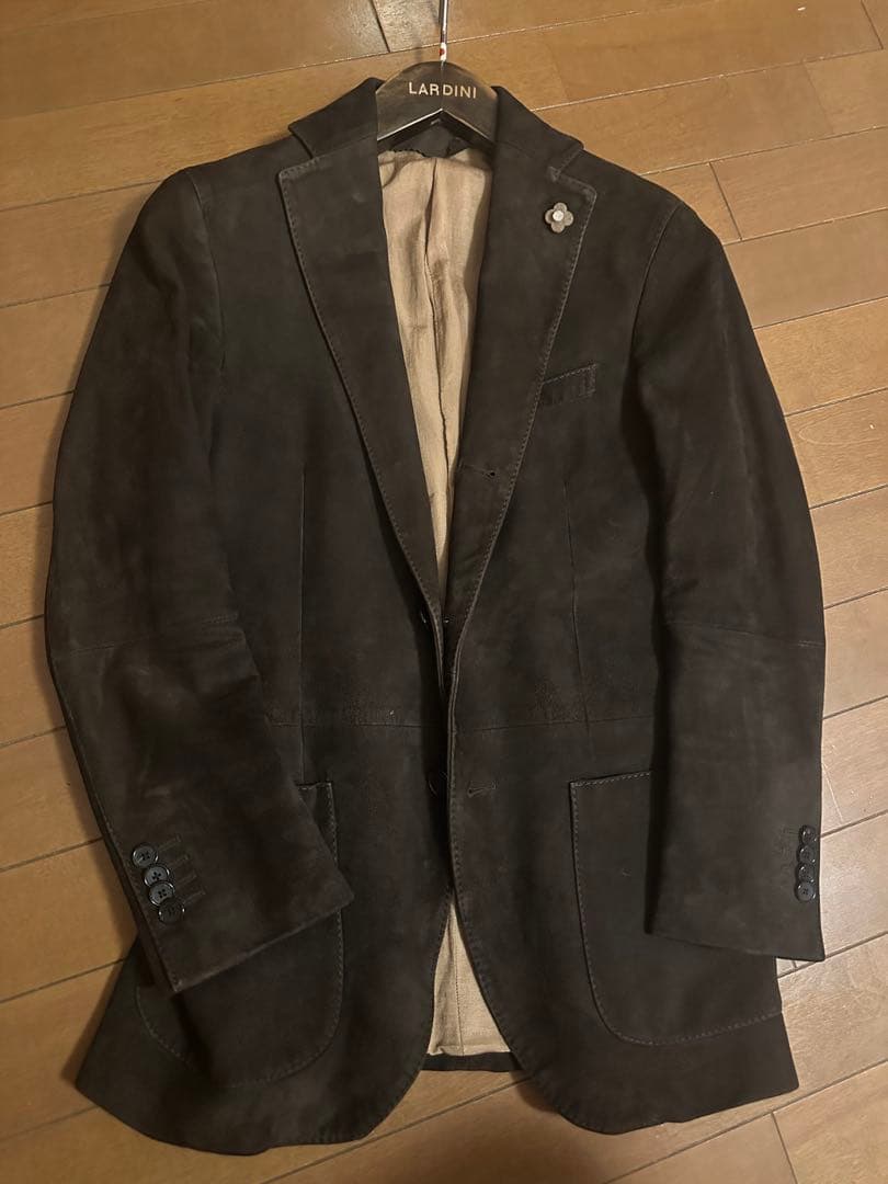 サービス品⭐️LARDINI ダークブラウン レザー テーラードジャケット