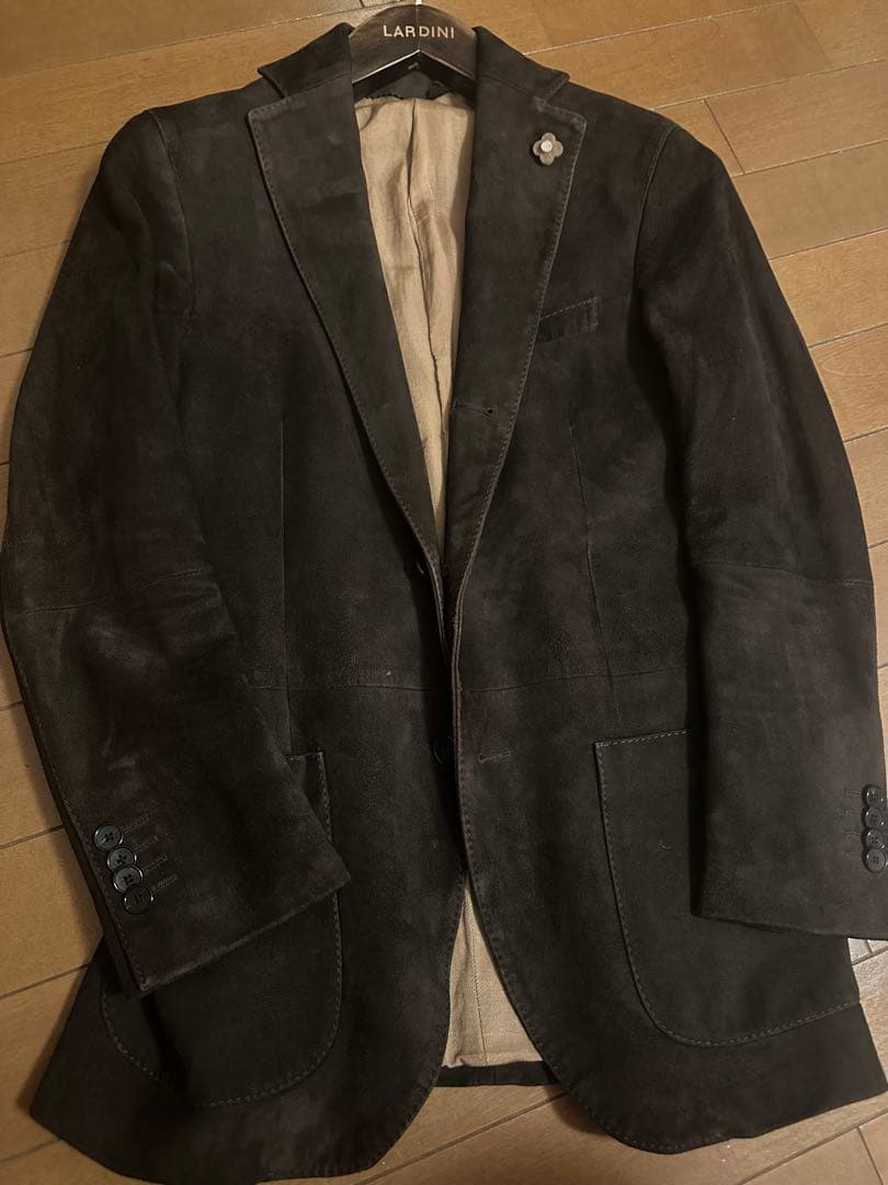 サービス品⭐️LARDINI ダークブラウン レザー テーラードジャケット