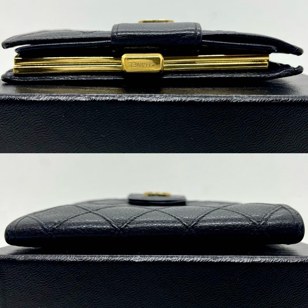 極美品✨シャネル ビコローレ ココマーク Wホック がま口 キャビアスキン