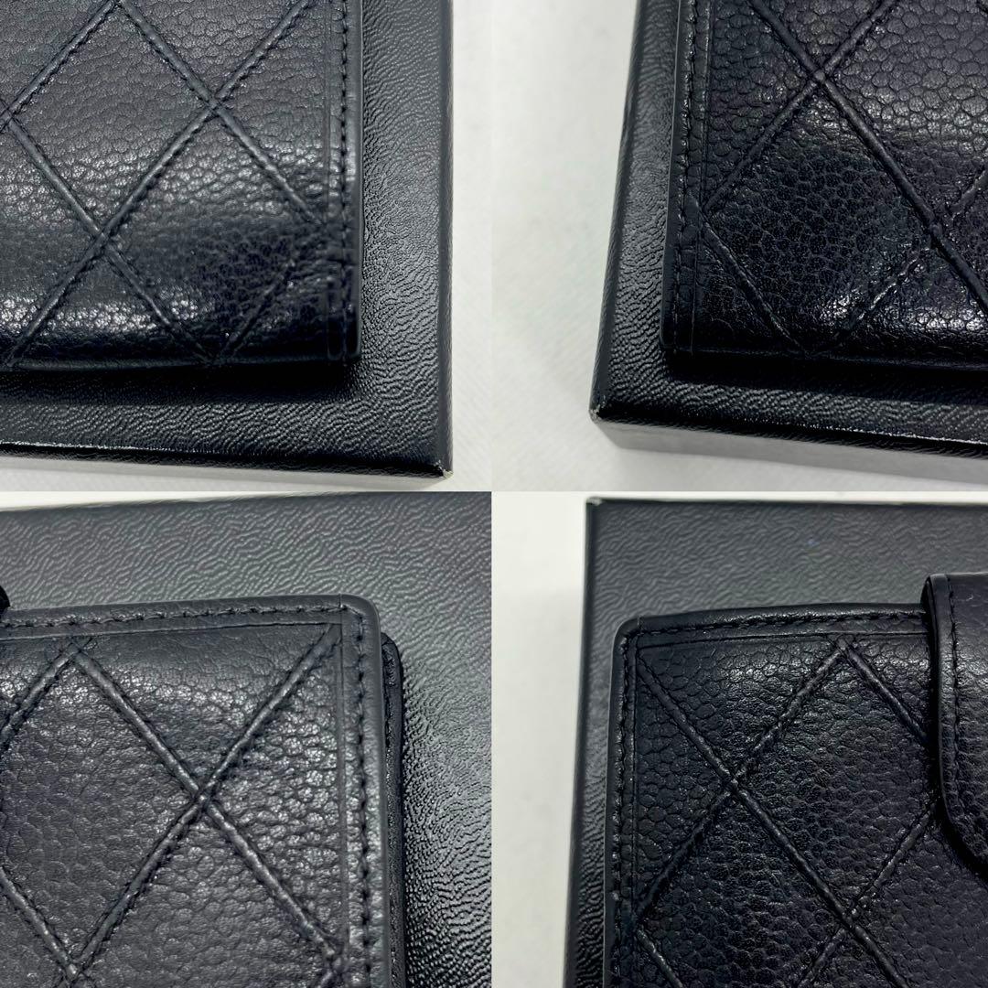 極美品✨シャネル ビコローレ ココマーク Wホック がま口 キャビアスキン