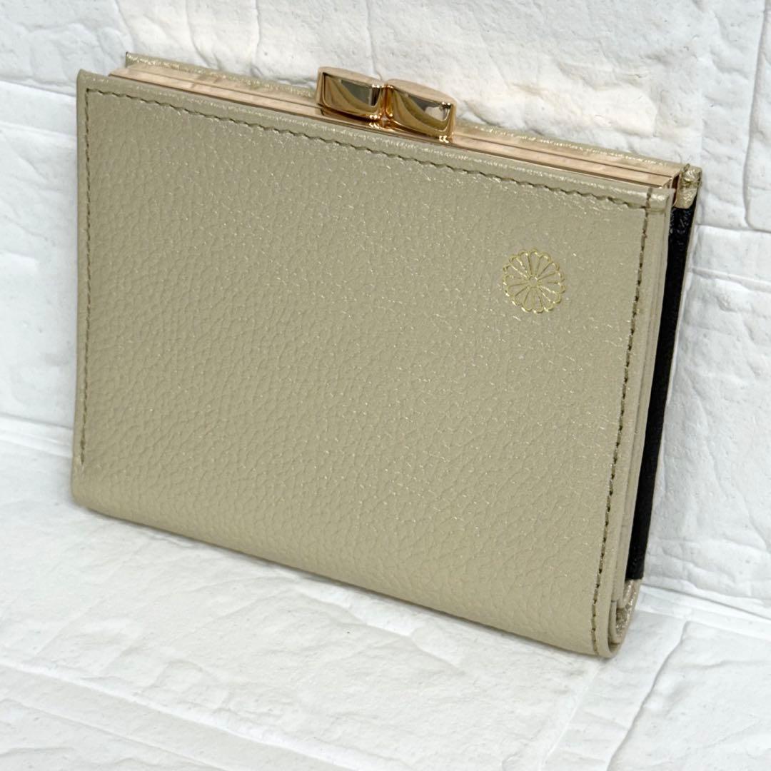 【皇室財布】菊の御紋 がま口財布 ゴールド 高級牛革 新品未使用 箱付き◎