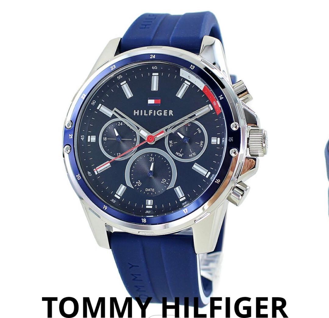 【新品】トミーヒルフィガー 腕時計 メンズ シリコンベルト ブルー