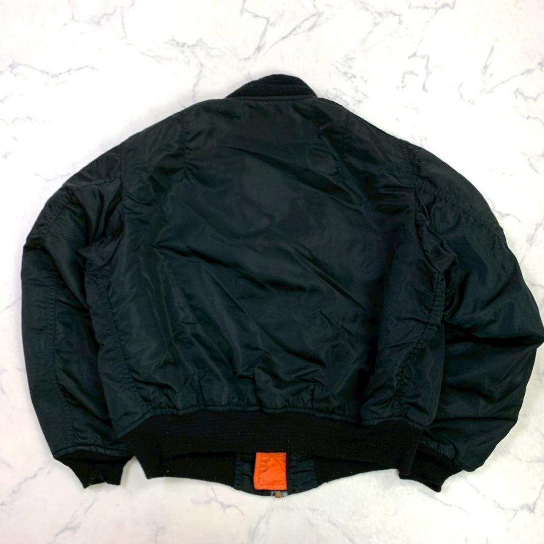 80s USA製 ALPHA MA-1 フライトジャケット 黒 L　D975
