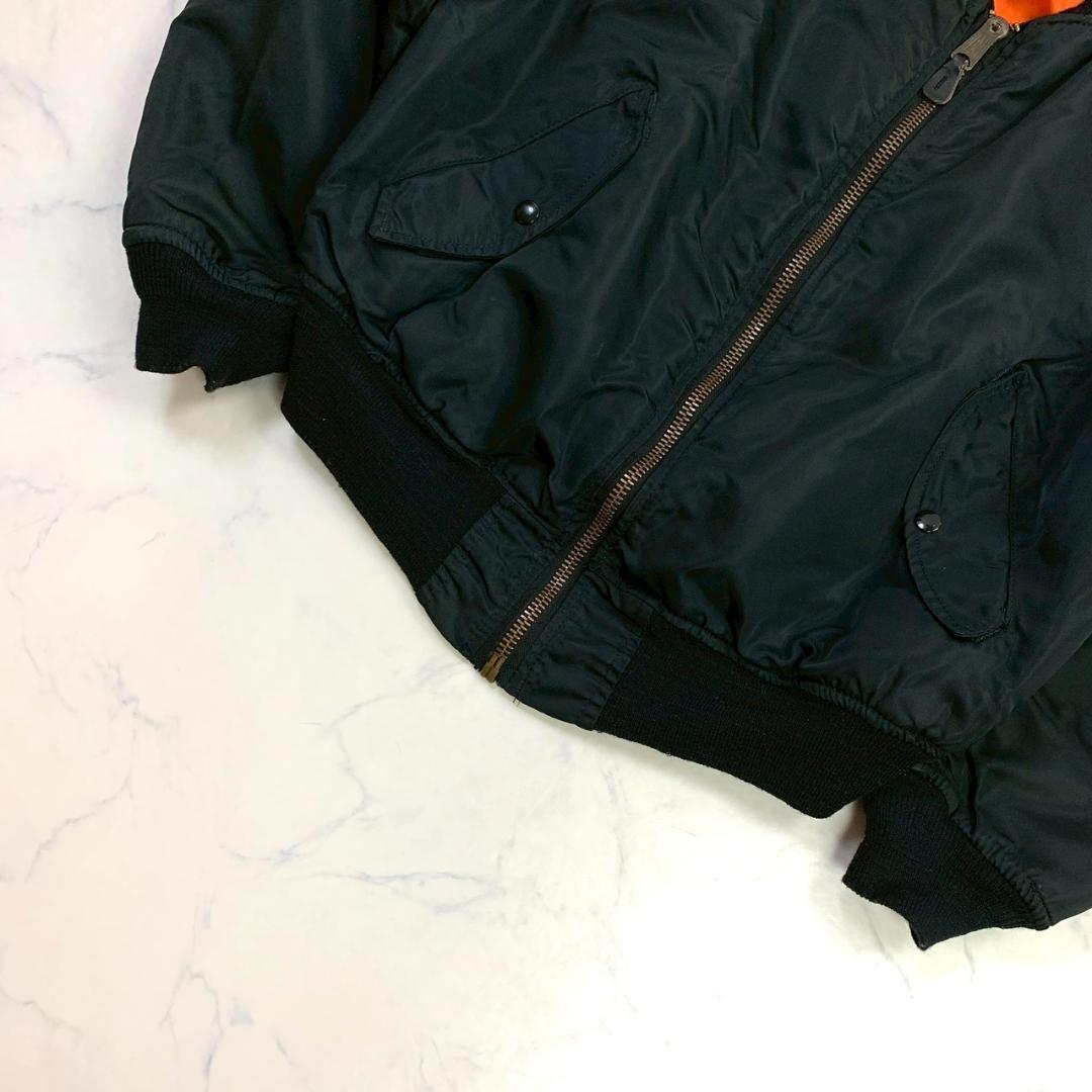 80s USA製 ALPHA MA-1 フライトジャケット 黒 L　D975