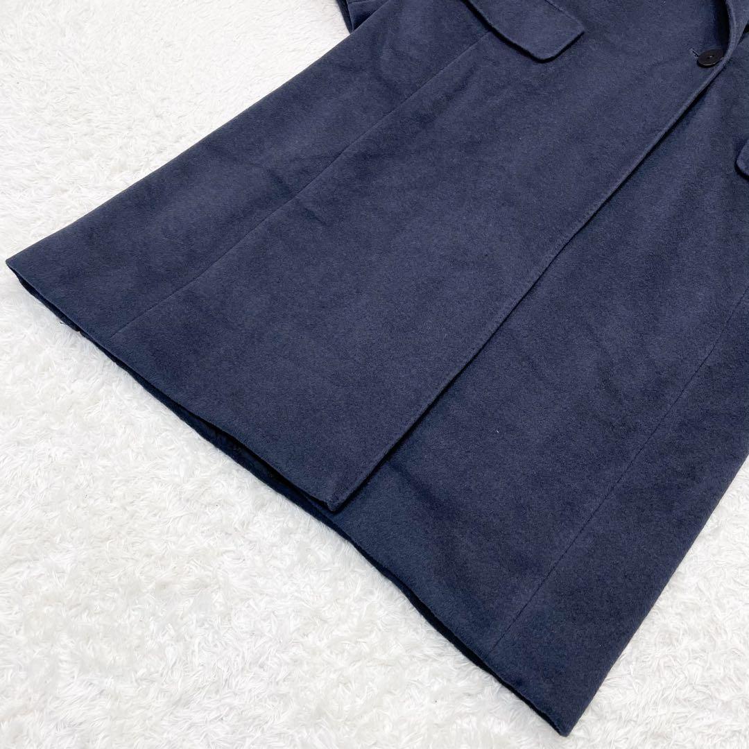 極美品 XL相当 マックスマーラ アンゴラ カシミヤ チェスターコート ネイビー