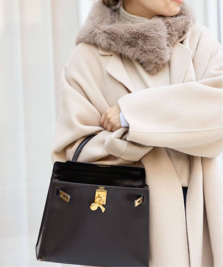 Deuxieme Classe ウールアンゴラリバーコート ベージュ