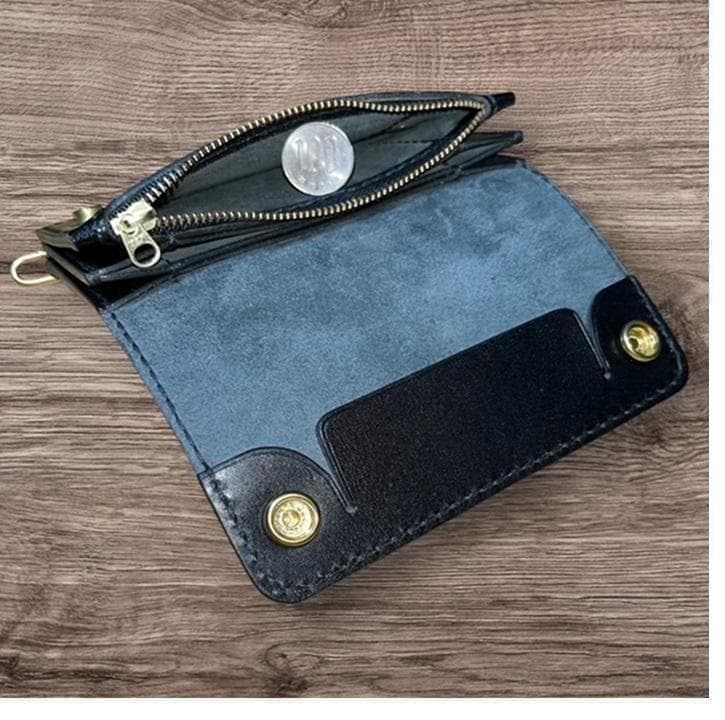 ヨッシー ⑥ミドルトラッカーウォレット/栃木レザーホック真鍮/小判カン真鍮