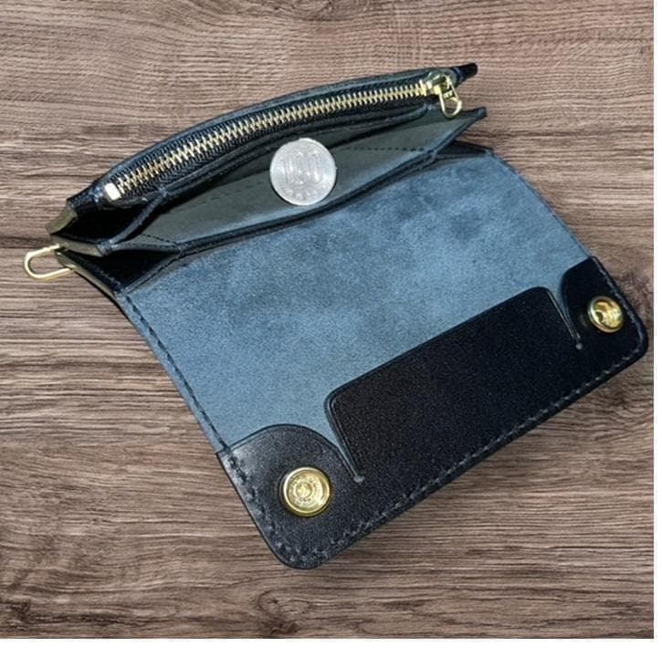 ヨッシー ⑥ミドルトラッカーウォレット/栃木レザーホック真鍮/小判カン真鍮