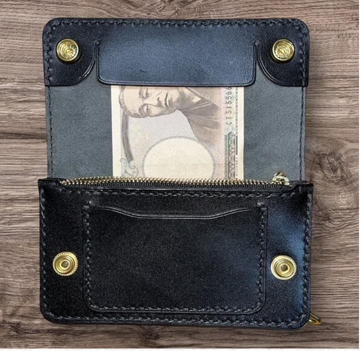 ヨッシー ⑥ミドルトラッカーウォレット/栃木レザーホック真鍮/小判カン真鍮