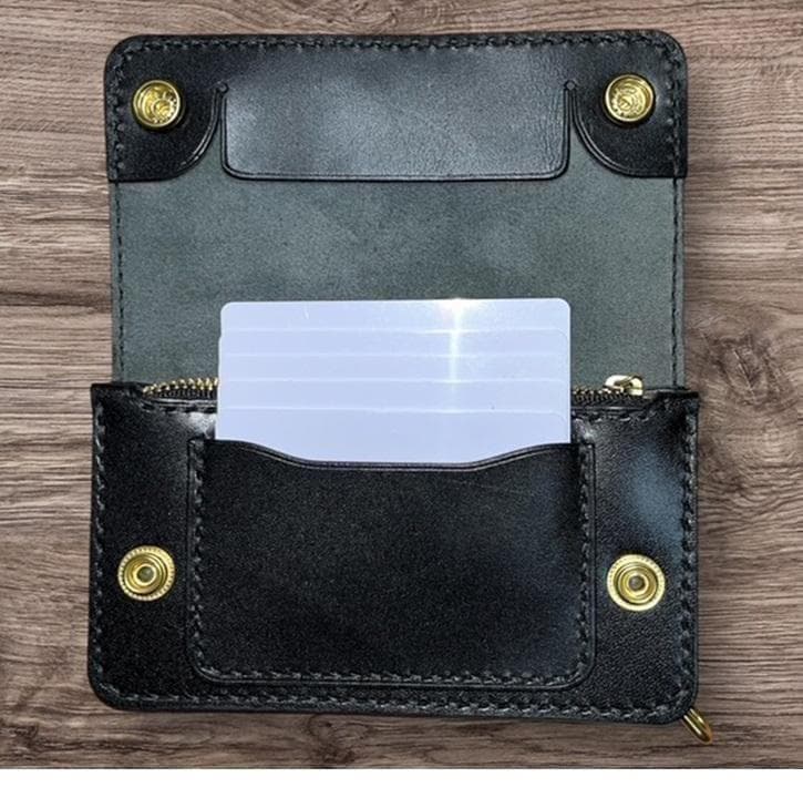 ヨッシー ⑥ミドルトラッカーウォレット/栃木レザーホック真鍮/小判カン真鍮