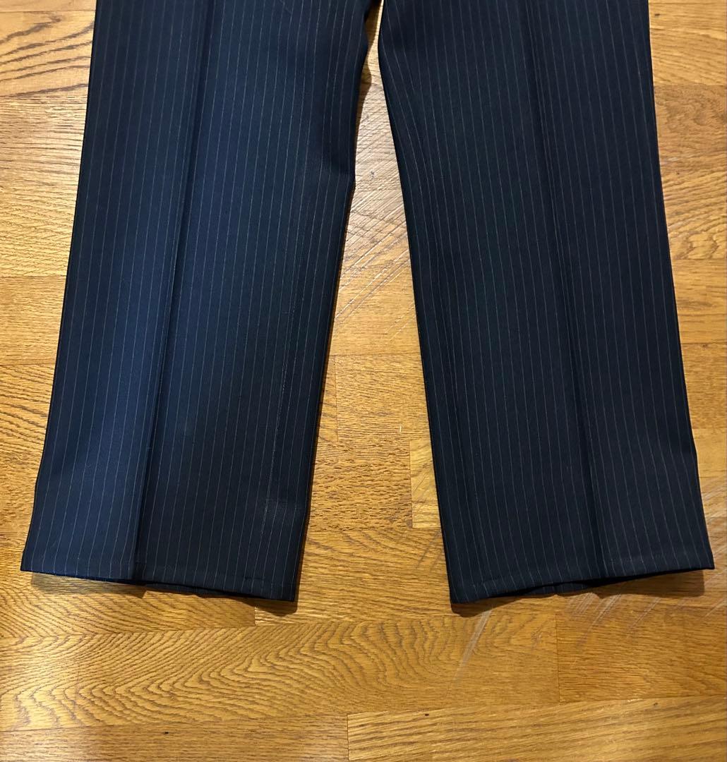 70s ビンテージ　セットアップ　アメリカ製　タロンジップ　ネイビー　ストライプ