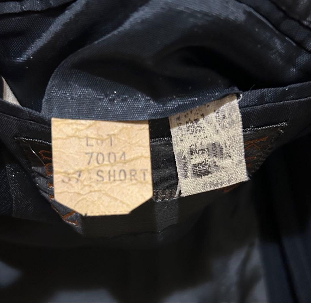 70s ビンテージ　セットアップ　アメリカ製　タロンジップ　ネイビー　ストライプ