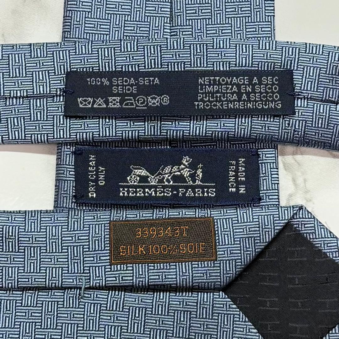 ✨極美品✨ 現行 HERMES ネクタイ シルク100% PINCES H 青色