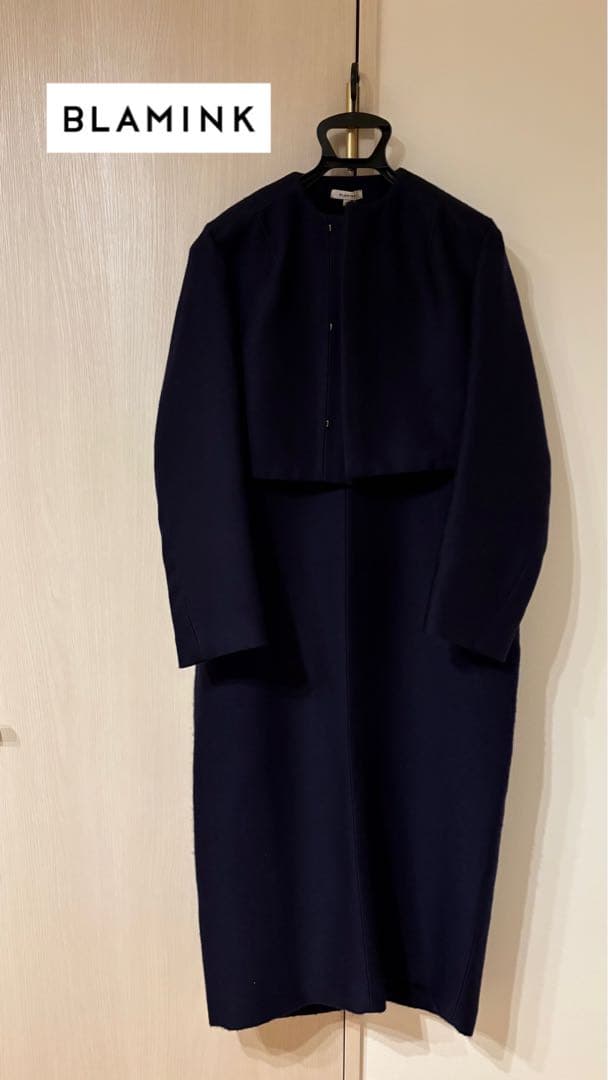★新品未使用【BLAMINK】ショート丈ノーカラージャケット(NAVY)