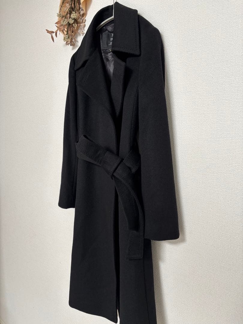新品　INED　カシミヤロングコート　ベルト付き　ブラック　9号　日本製