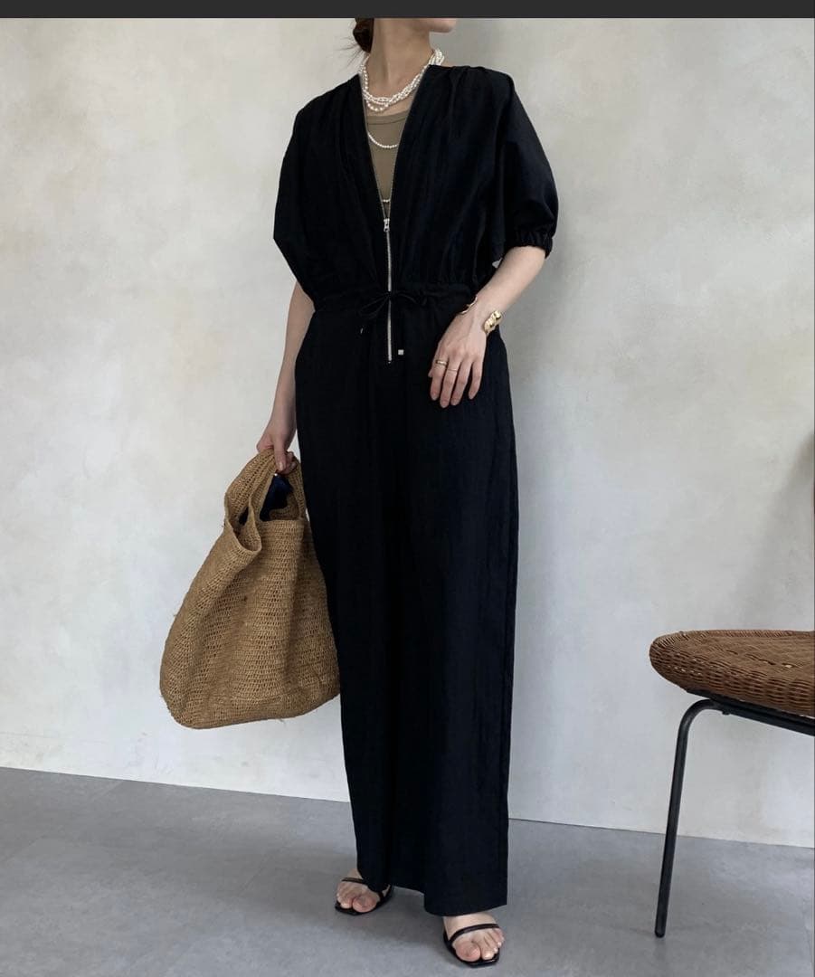 DouDou 袖ギャザーオールインワン