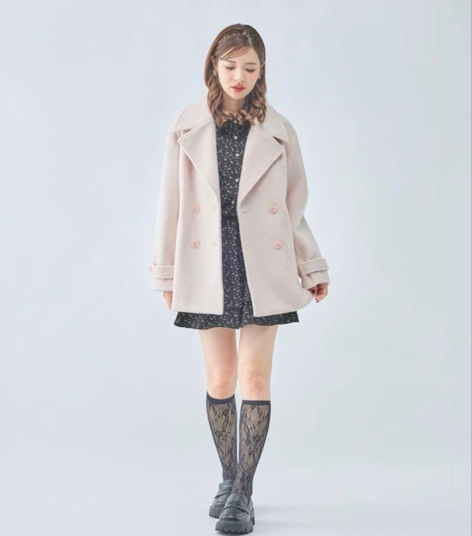 peach john シャギーショートPコートピンク