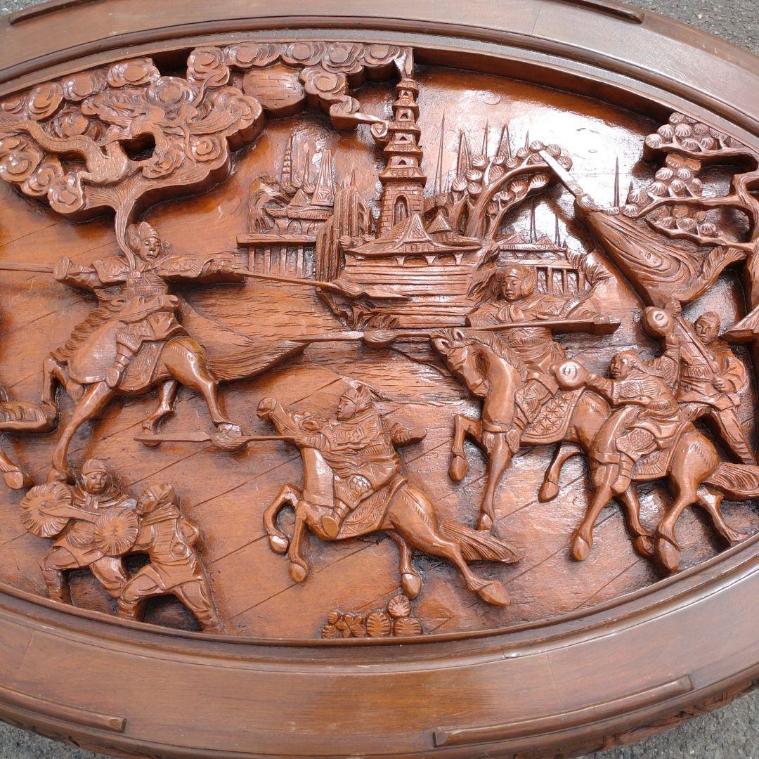 アジアン　彫刻装飾付き椅子　6脚セット