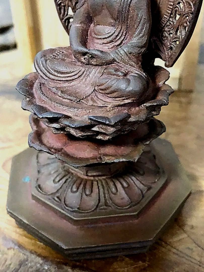 仏教美術 時代 銅製 細密 阿弥陀如来座像 山名常人作 共箱
