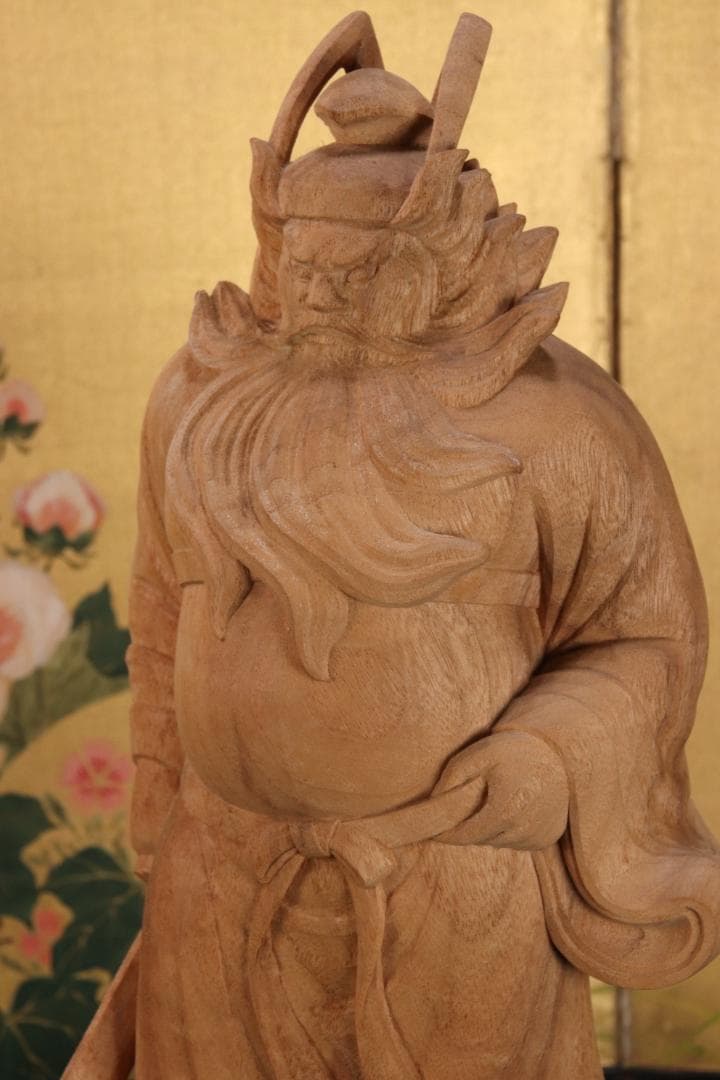 EE005　澤田政廣門下　高橋勇 謹作　木彫　『 鍾馗 』 高34.5cm 共箱