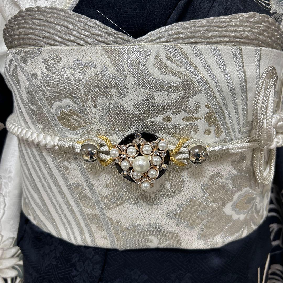 白紺染め分け牡丹のクール系振袖フルセット