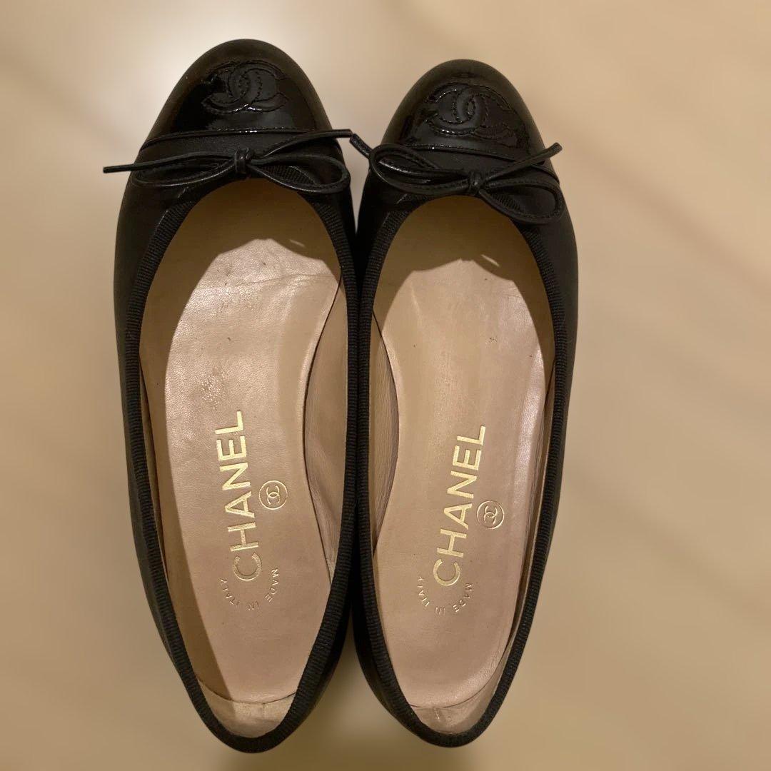 CHANEL ブラック バレエシューズ 34C
