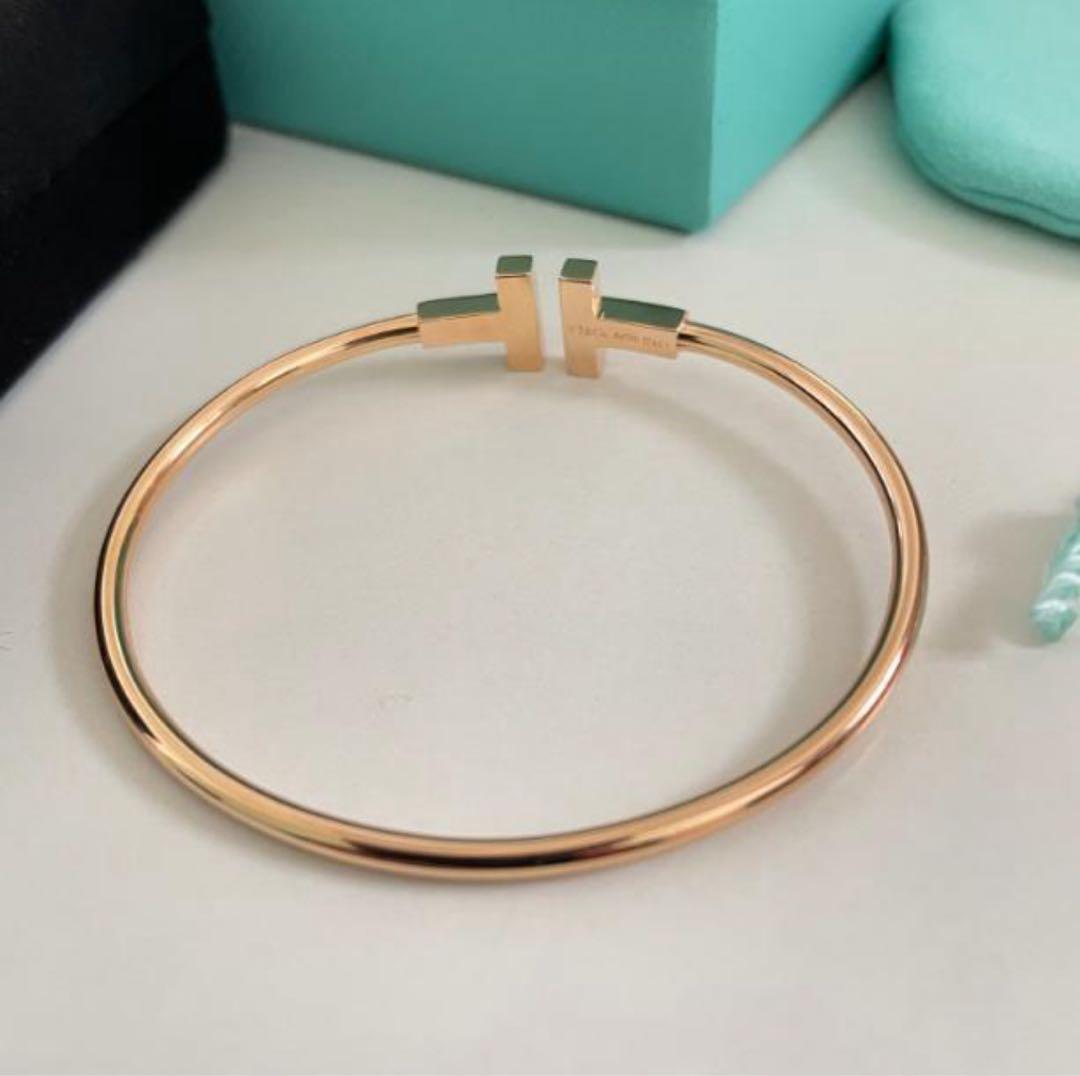 ティファニー ダイヤ　Tワイヤー ブレスレット　PG ローズゴールド