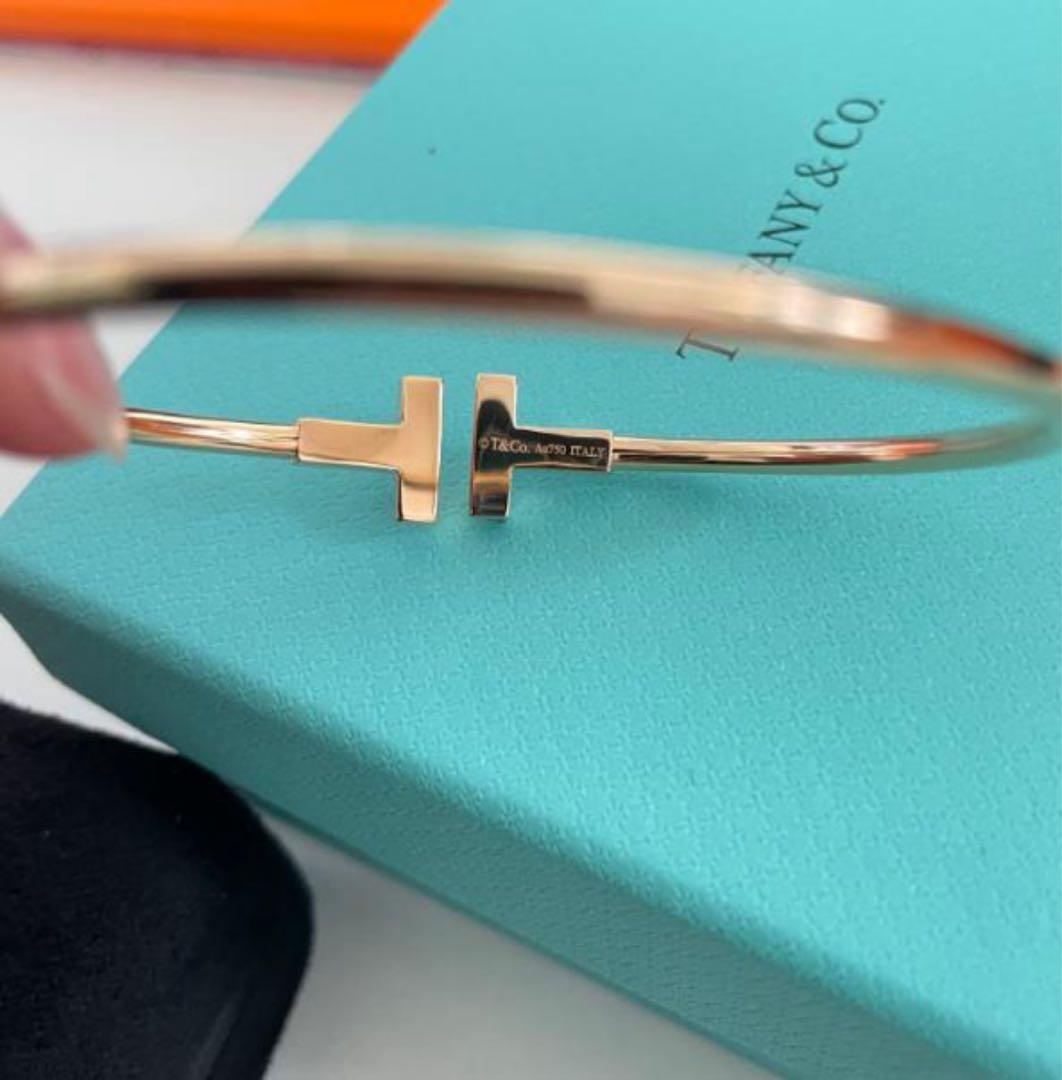 ティファニー ダイヤ　Tワイヤー ブレスレット　PG ローズゴールド