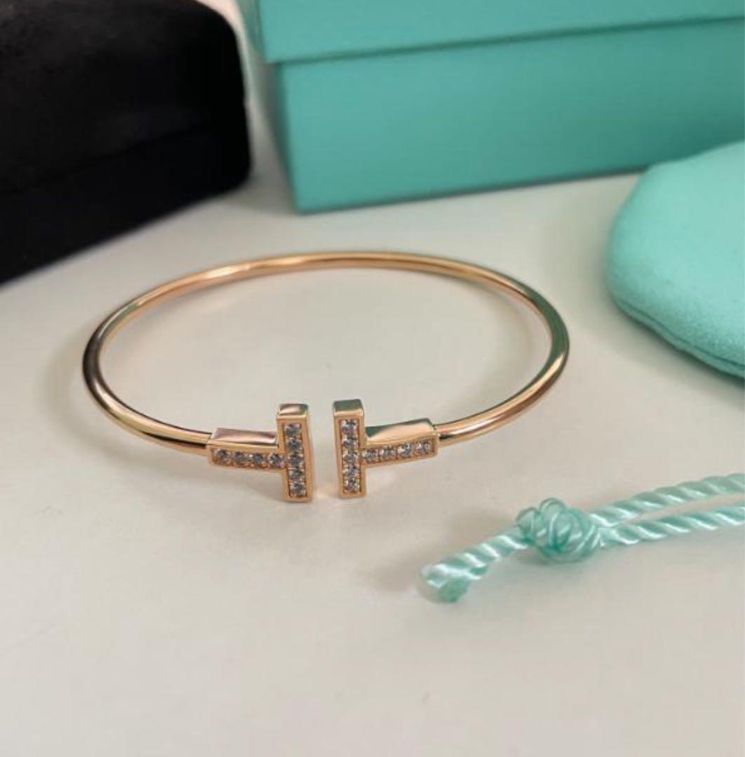 ティファニー ダイヤ　Tワイヤー ブレスレット　PG ローズゴールド