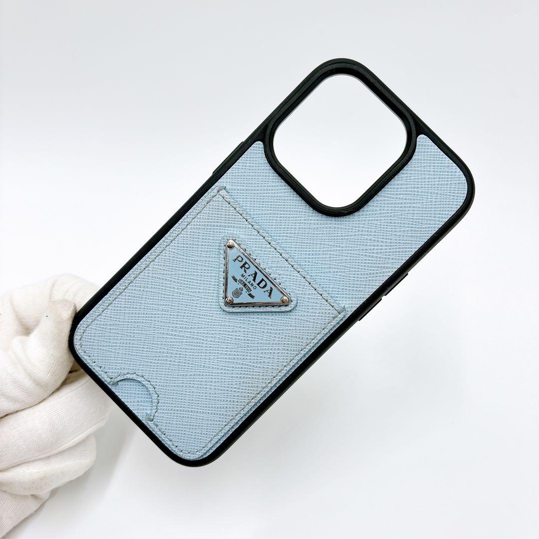 美品 ＊ PRADA サフィアーノ 三角ロゴ iPhone 14 pro ケース